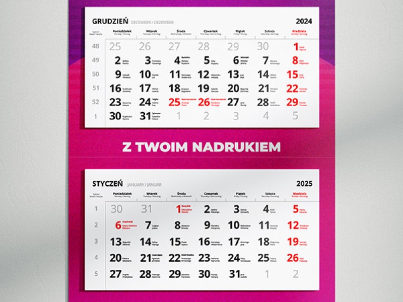 wolne studio kalendarze trójdzielne